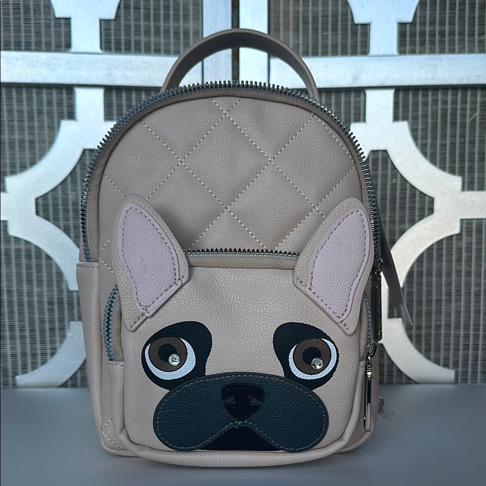 NWT Betsey Johnson XOBAYBEE french bulldog mini tan Backpack